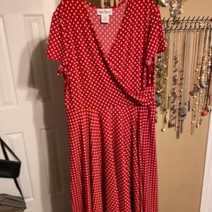 Red with white polka dots dress